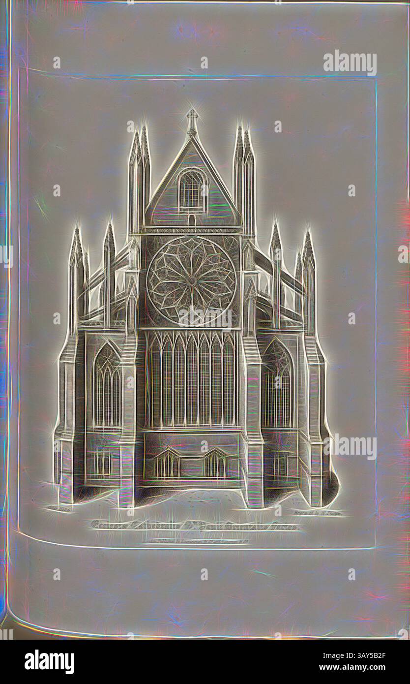 Une représentation détaillée d'une grande cathédrale de style gothique, présentant des caractéristiques architecturales complexes telles que des arcs pointus, des contreforts volants et une rosace proéminente. La structure met l'accent sur la verticalité et l'élégance, capturant l'essence du design médiéval., Cathédrale de tous Paul Eastern Make, Old St Paul's Cathedral à Londres, signé : après Hollar ; gravé par W. Find ; publié par Lackington & Co et Longman & Co, PL. XXXIX, après p. 108, Hollar, Wenzel (dessin) ; Finden, W. (gravure) ; Lackington & Co (publ.) ; Longman & Co. (publ.), William Dugdale, Henry Ellis : The history of Banque D'Images