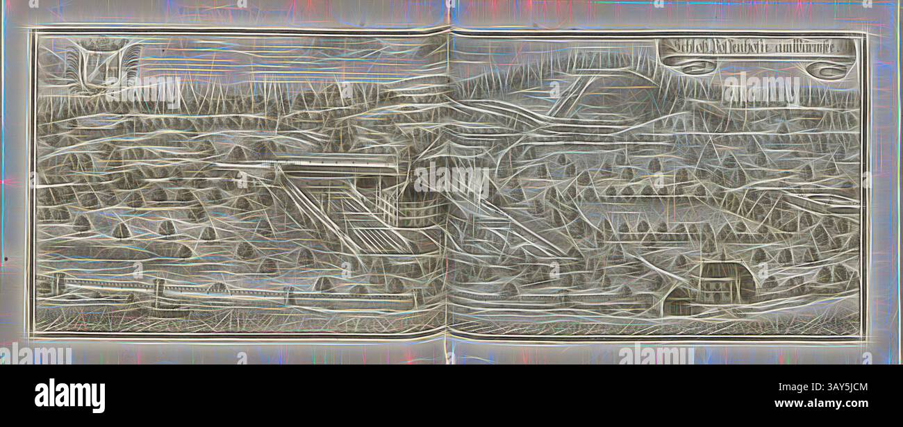 Une scène de paysage détaillée avec une vue topographique des collines ondulantes, des structures et des éléments naturels, soigneusement conçue avec un accent sur le contour et la texture, créant une sensation de profondeur et de perspective tout au long de la composition., Schloss Possenhofen am Würmsee, Château de Possenhofen sur le lac de Starnberg en Bavière (Allemagne), Fig. 201, selon p. 108, Wening, Michael (del. Et SC.), 1701, Michael Wening : Historico-topographica descriptio. Das ist : Beschreibung, dess Churfürsten- und Hertzogthumbs Ober- und Nidern Bayrn, Welches in vier Theil oder rennt-Aembter, als Oberlands München und Banque D'Images