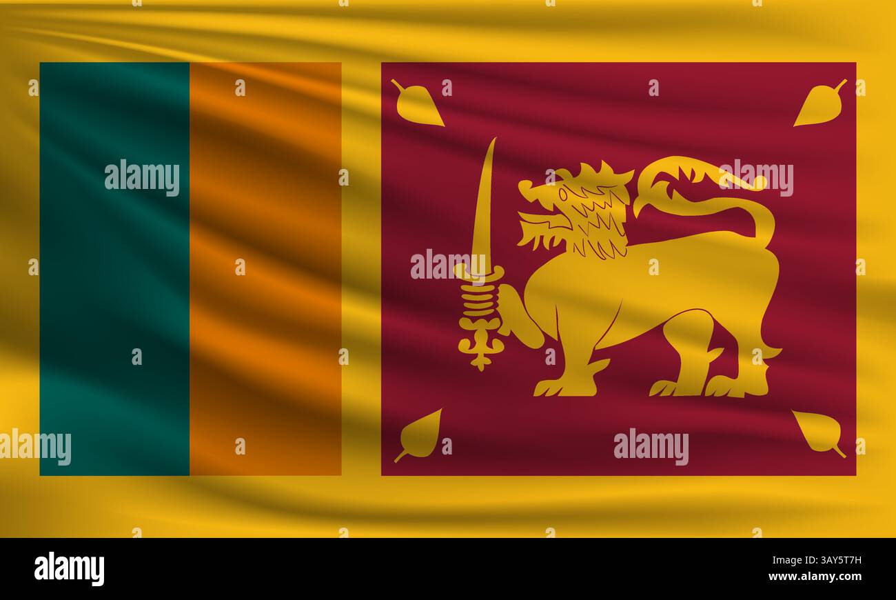 Drapeau de vecteur de Sri Lanka agitant l'illustration de fond de style closeup Illustration de Vecteur