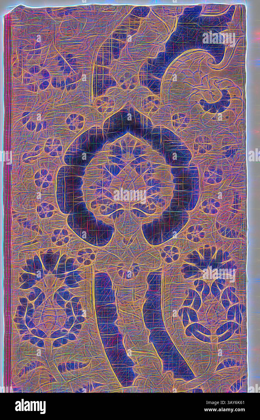 Un design complexe mettant en valeur des motifs floraux et des motifs ornés, avec un mélange harmonieux de courbes et de formes géométriques qui créent une tapisserie visuelle fascinante., vêtement ou tissu d'ameublement, environ 1475, fils métalliques, 80-1/4 x 23-3/4 po., textile et art de la mode, art classique avec une touche moderne réinventé par Artotop Banque D'Images