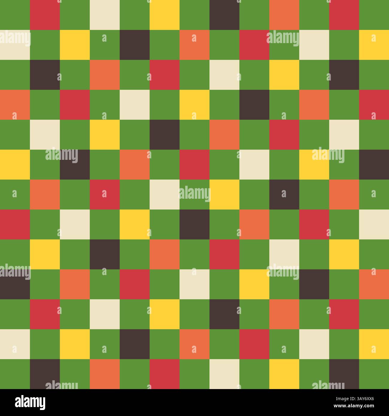 Motif quadrillé sans couture vibrant pour Noël, Noël et bonne année. Les carrés aux couleurs festives créent un design vectoriel géométrique. Idéal pour Illustration de Vecteur