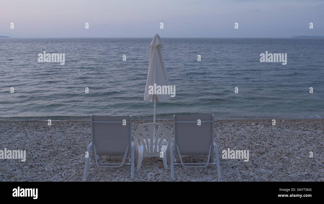 La plage de l'hôtel TUI Blue Atlantica sur l'île de Gorfu, en Grèce Banque D'Images