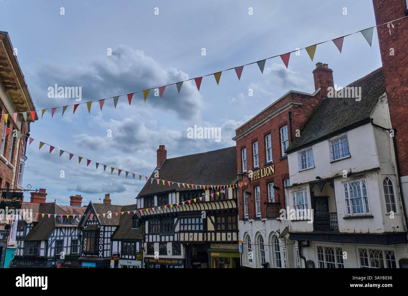 Bunting à Wyle COP, Shrewsbury, Shropshire Banque D'Images