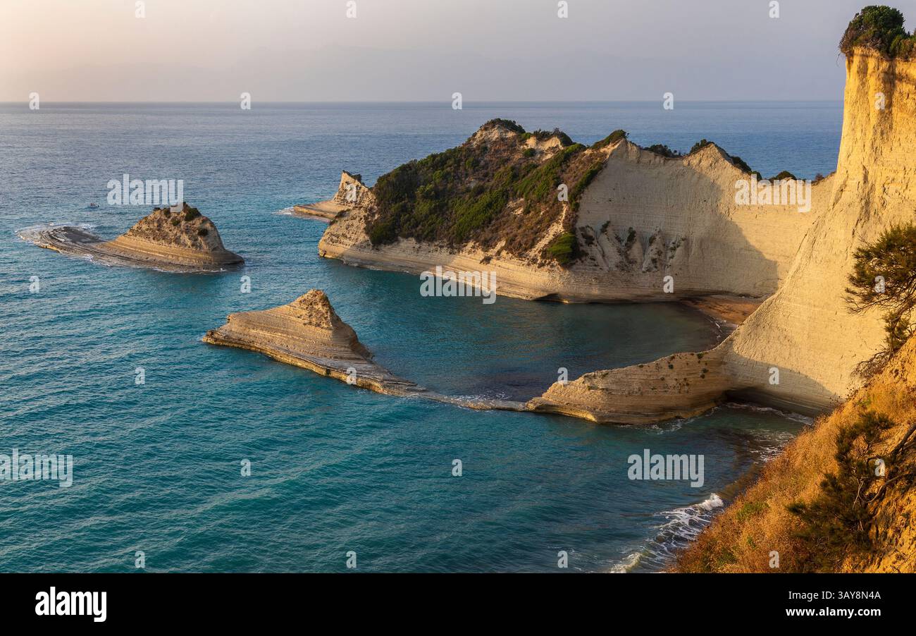 Belle vue sur le Cap Drastis dans l'île de Corfou en Grèce, Europe Banque D'Images