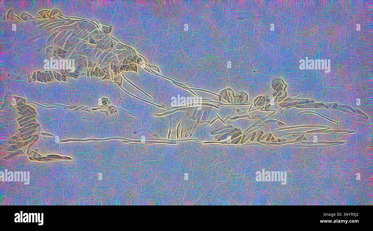 Une représentation vibrante de formes abstraites et de lignes fluides mêlées à un mélange de teintes douces, créant un paysage éthérée qui suggère mouvement et tranquillité., Hill, William J. Forsyth (américain, 1854-1935), 1888-1891, crayon sur papier blanc cassé, série, Nuremberg - Holland - Indiana Sketchbook, Art classique avec une touche moderne réinventé par Artotop Banque D'Images