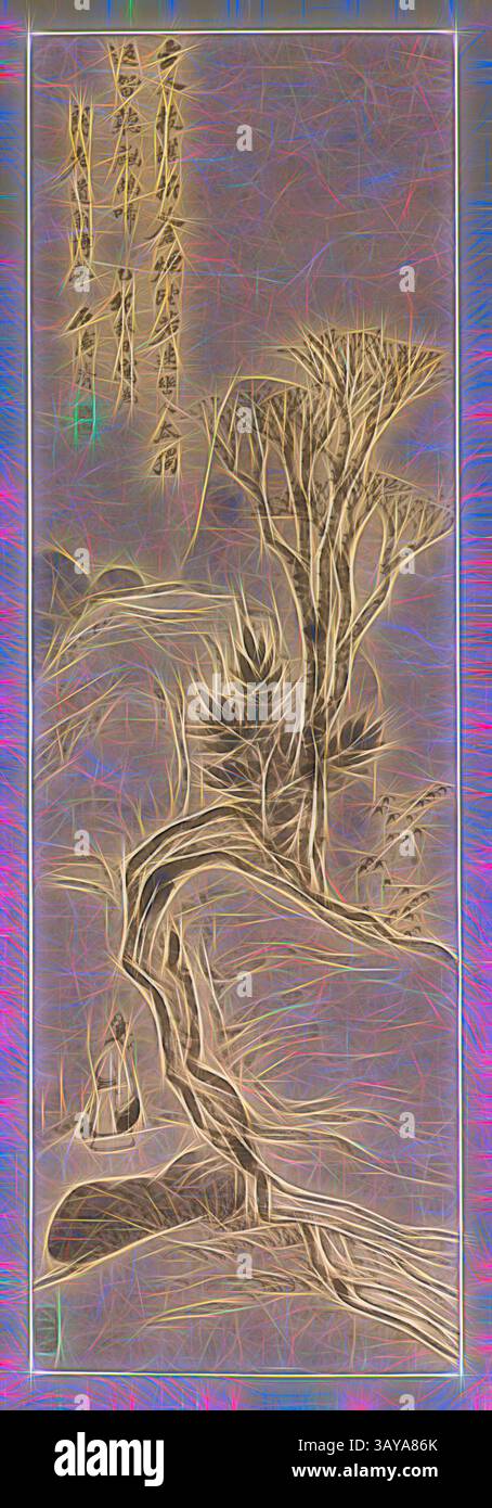 Un paysage serein avec un arbre gracieux avec des branches et un feuillage complexes, accompagné de formations rocheuses stylisées. Au premier plan, une figure contemple au bord de l'eau, tandis que la calligraphie élégante orne le sommet, ajoutant une touche d'expression artistique à la scène tranquille., écouter le cri d'une perdrix, Shitao (chinois, 1641-1720), dynastie Qing, période, Kangxi, 1675, encre sur papier, 37-3/4 x 12 po. (image) 82-1/2 x 18-3/8 po. (Global), signé : Shitao Ji double Seal : Yuanji (sceau creux) et Shitao (sceau en relief), Asian Art, Art classique avec une touche moderne réinventée par Artotop Banque D'Images