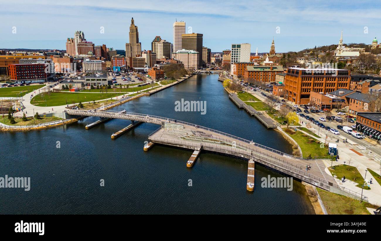 Providence City Bridge, centre-ville, Providence, Rhode Island, États-Unis Banque D'Images