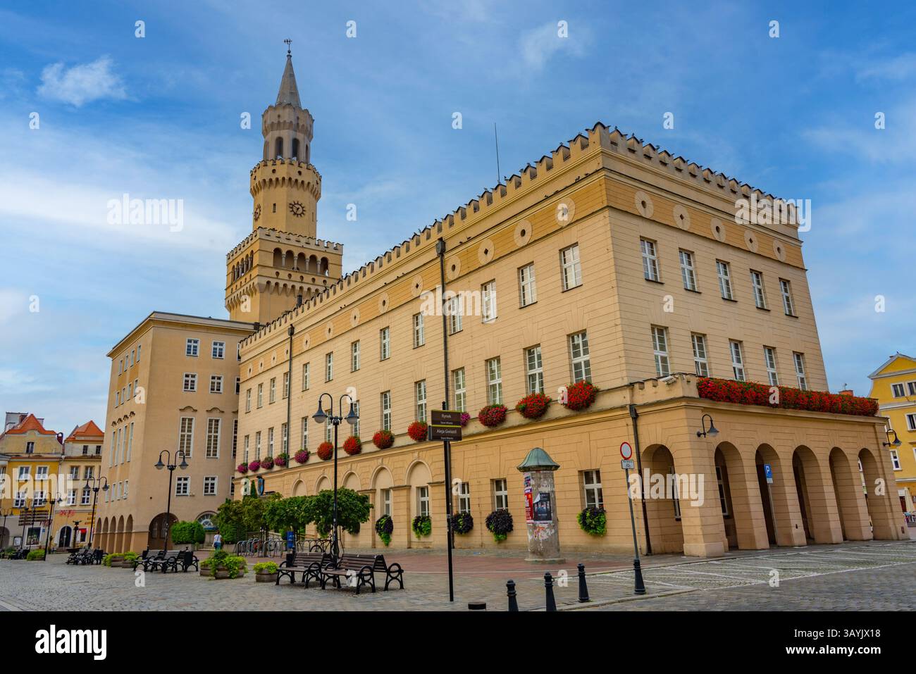Vue panoramique de la mairie d'Opole, Pologne. IMAGE Banque D'Images