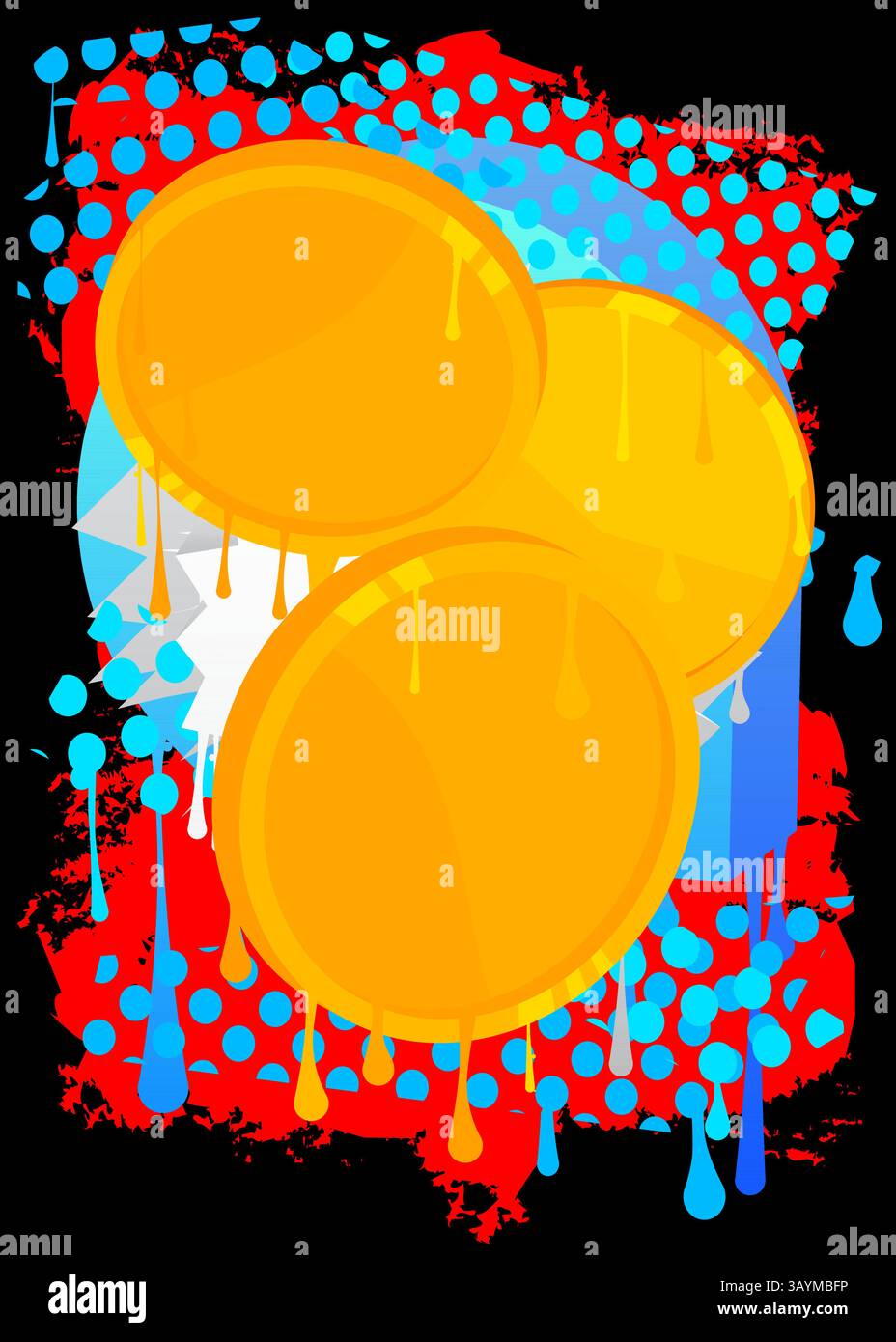 Graffiti Gold coin. Décoration d'art de rue moderne abstraite réalisée dans un style de peinture urbaine. Illustration de Vecteur