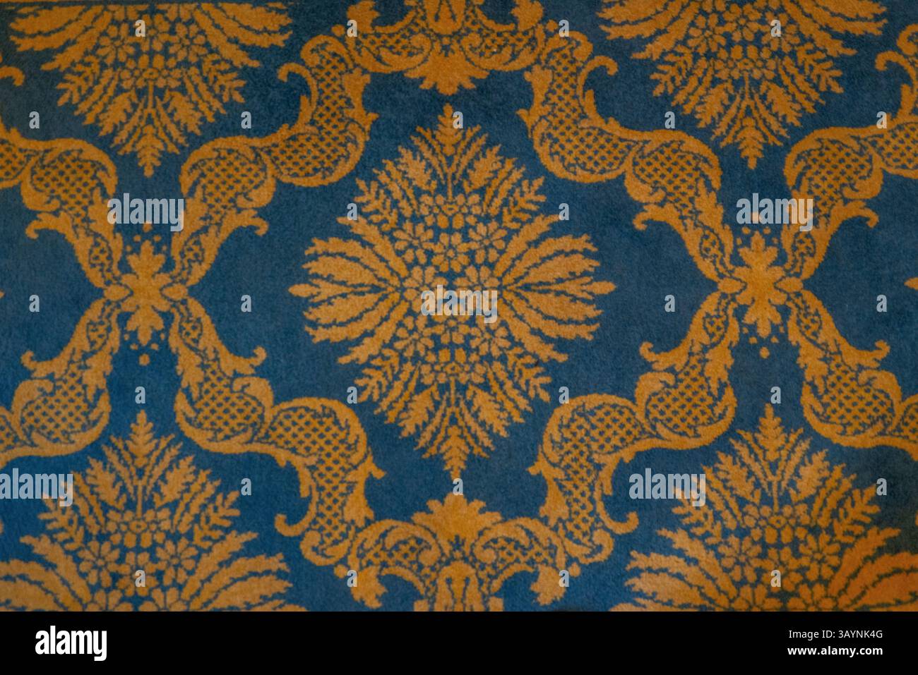 Motif de tapis en or et bleu à Villa d'Este, hôtel, lac de côme italie Banque D'Images