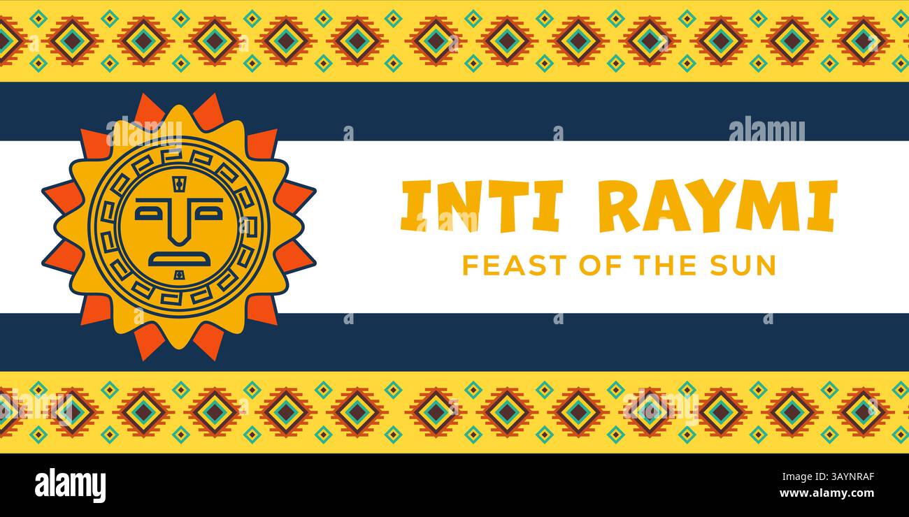inti raymi fête du soleil illustration de la bannière horizontale Illustration de Vecteur