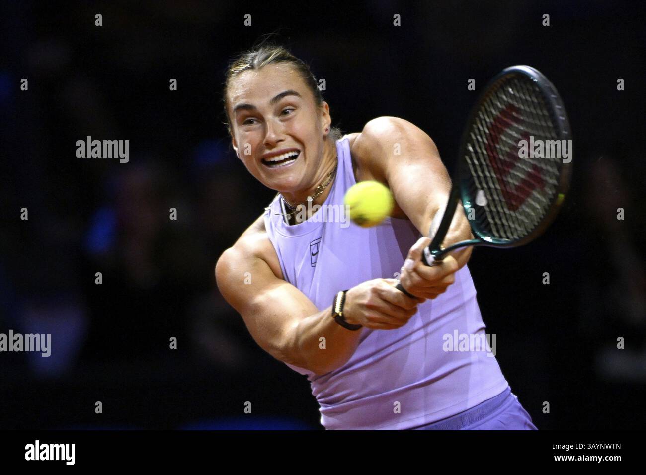Aryna Sabalenka BLR, action, tennis féminin Porsche Cup, Grand Prix, GP, Stuttgart 2025, Porsche Arena, Stuttgart, Bade-Wuerttemberg, Allemagne, Europe Banque D'Images