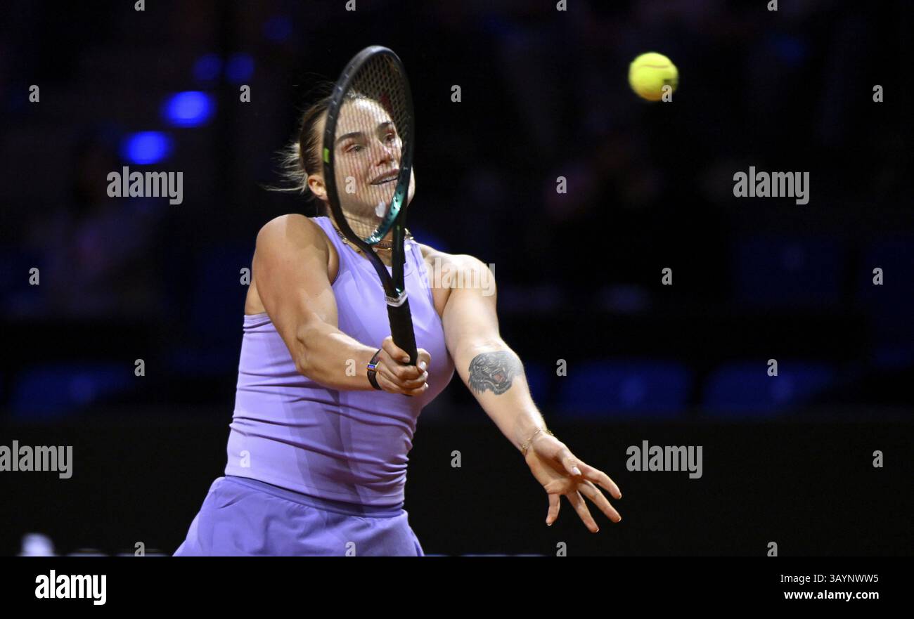 Aryna Sabalenka BLR, action, tennis féminin Porsche Cup, Grand Prix, GP, Stuttgart 2025, Porsche Arena, Stuttgart, Bade-Wuerttemberg, Allemagne, Europe Banque D'Images