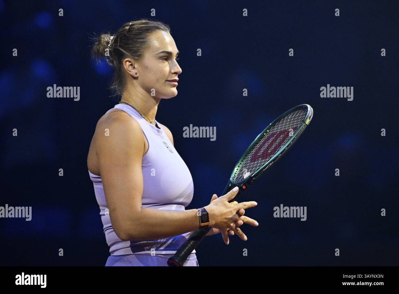 Aryna Sabalenka BLR, portrait, sourires, tennis féminin Porsche Cup, Grand Prix, GP, Stuttgart 2025, Porsche Arena, Stuttgart, Bade-Wuerttemberg, Germa Banque D'Images