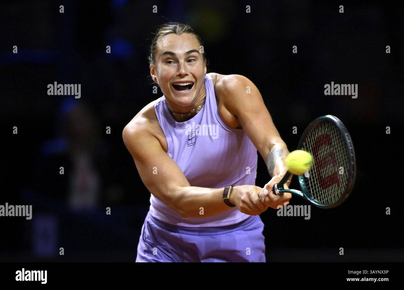 Aryna Sabalenka BLR, action, tennis féminin Porsche Cup, Grand Prix, GP, Stuttgart 2025, Porsche Arena, Stuttgart, Bade-Wuerttemberg, Allemagne, Europe Banque D'Images