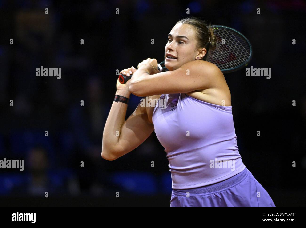 Aryna Sabalenka BLR, action, tennis féminin Porsche Cup, Grand Prix, GP, Stuttgart 2025, Porsche Arena, Stuttgart, Bade-Wuerttemberg, Allemagne, Europe Banque D'Images