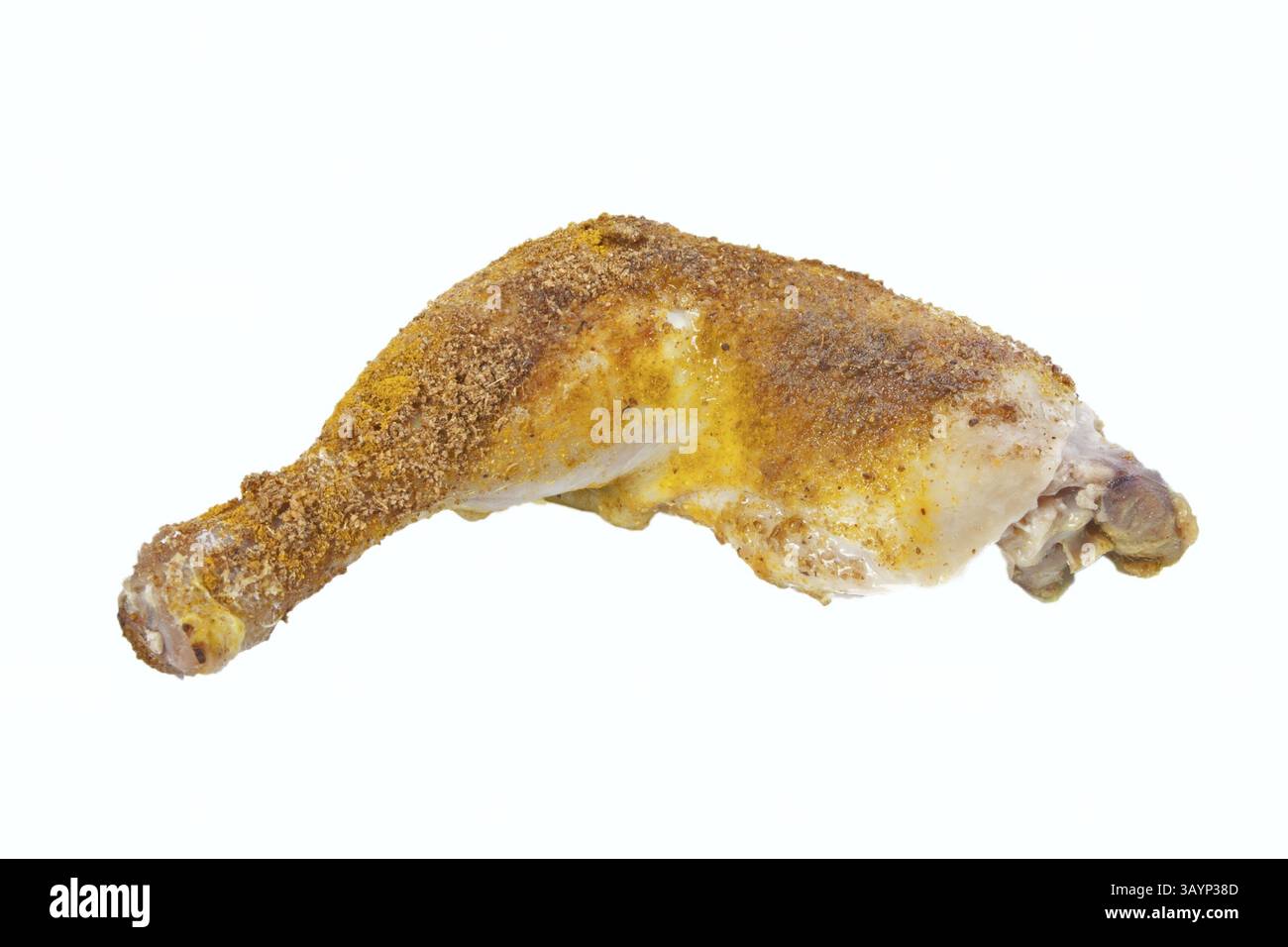 Cuisse de poulet rôtie isolated on white Banque D'Images