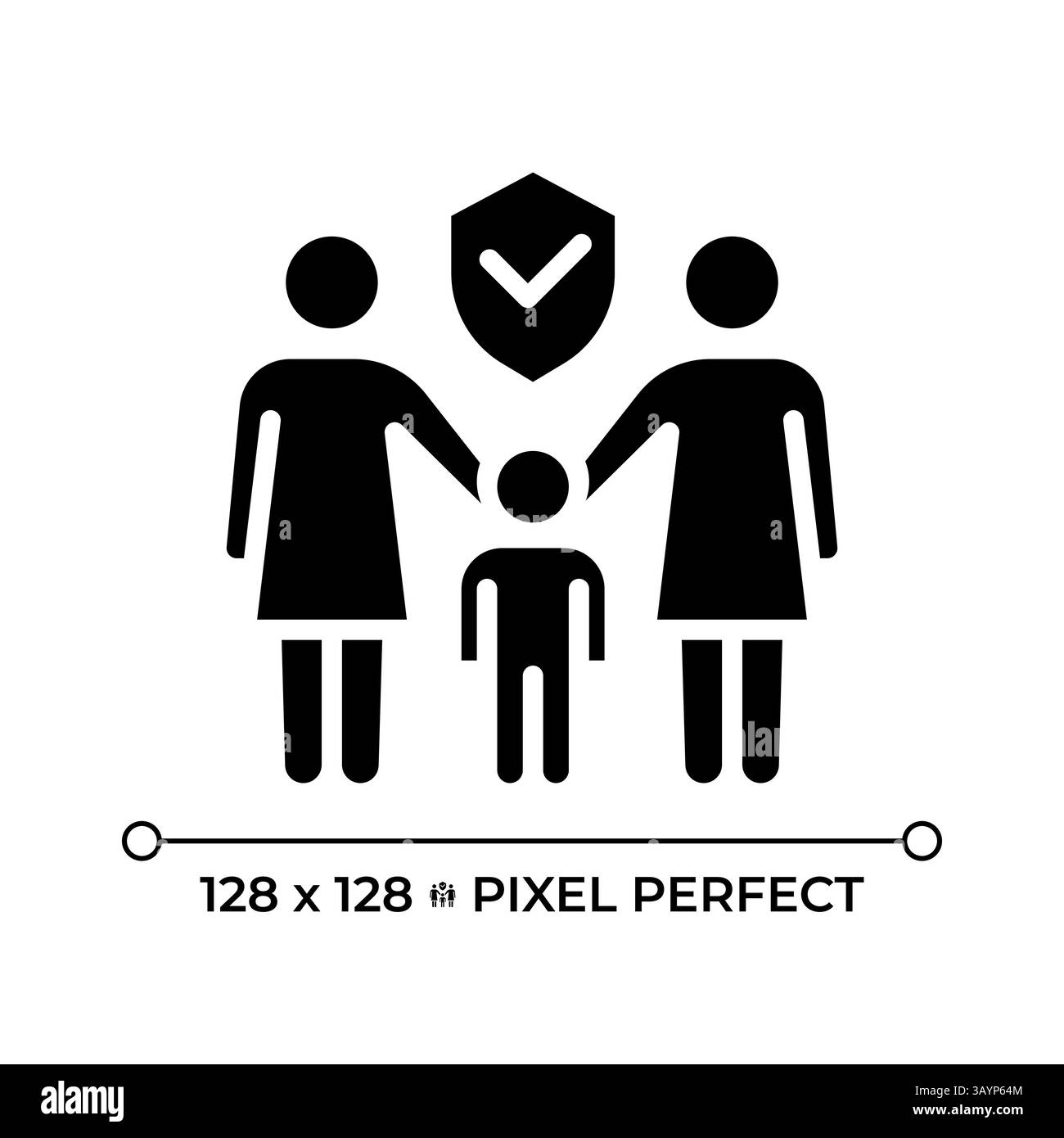 Droit au mariage et à la famille pixel parfait glyphe icône solide Illustration de Vecteur
