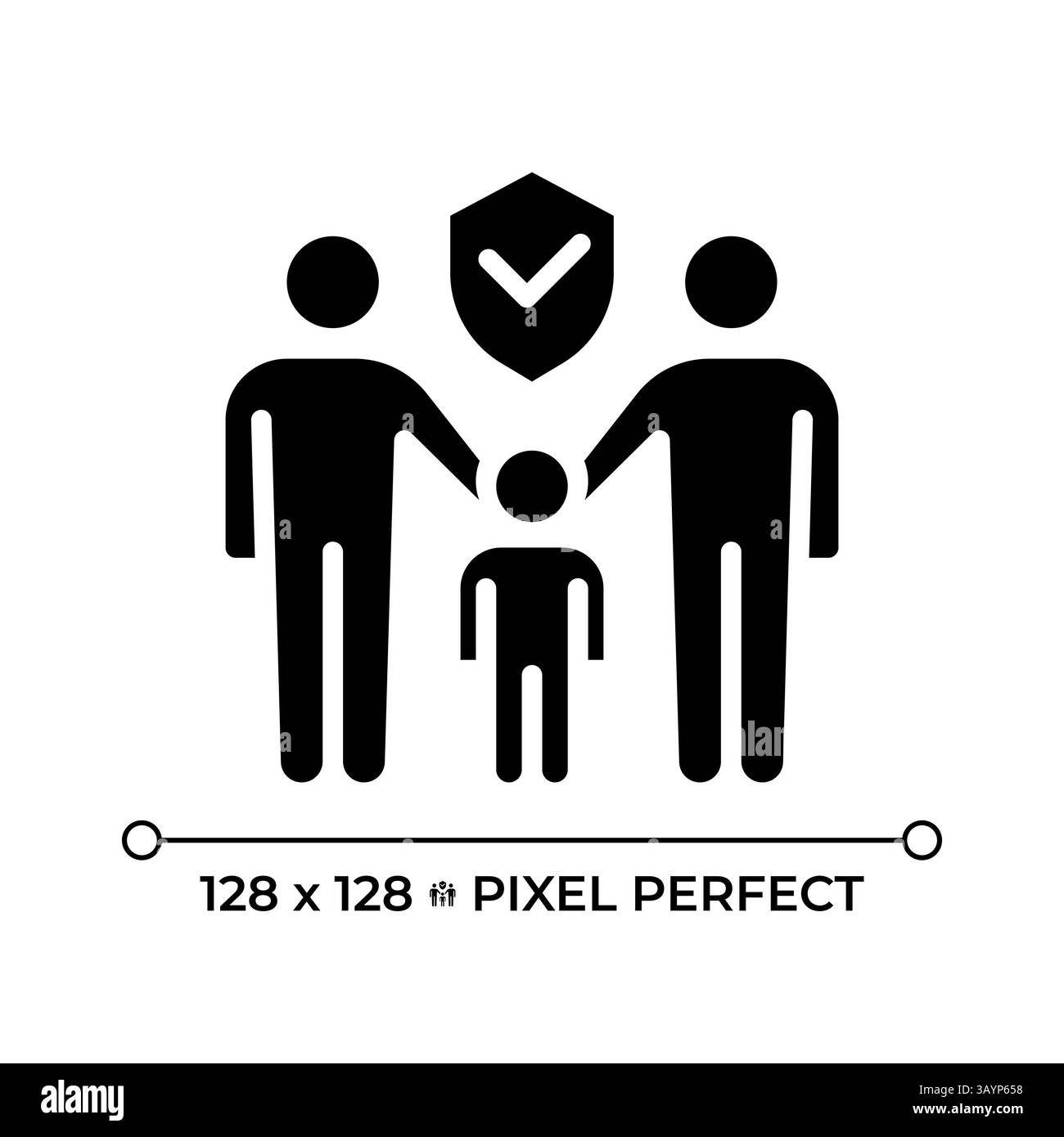 Droit au mariage et à la famille pixel parfait glyphe icône solide Illustration de Vecteur