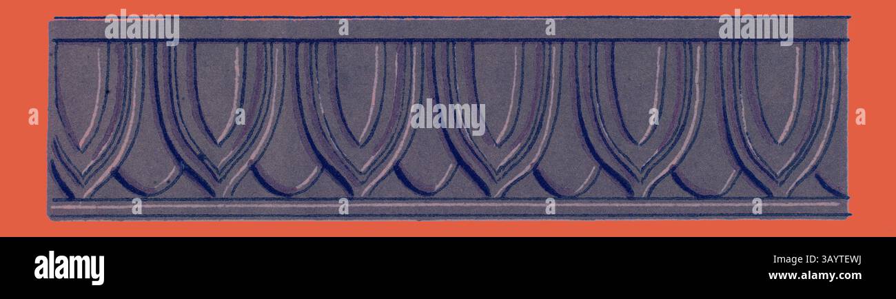 Un élément architectural complexe avec une série d'arches élégantes, chacune ornée de courbes délicates, créant un design rythmé et harmonieux. Ornement hindou Art classique avec une touche moderne réinventée par Artotop Banque D'Images