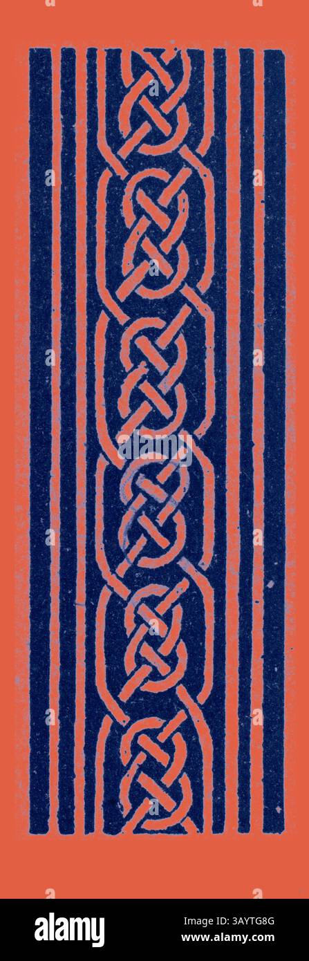Un design symétrique avec des nœuds entrelacés et des rayures verticales, créant un motif saisissant qui combine motifs traditionnels et style moderne. Celtic Ornament Art classique avec une touche moderne réinventée par Artotop Banque D'Images