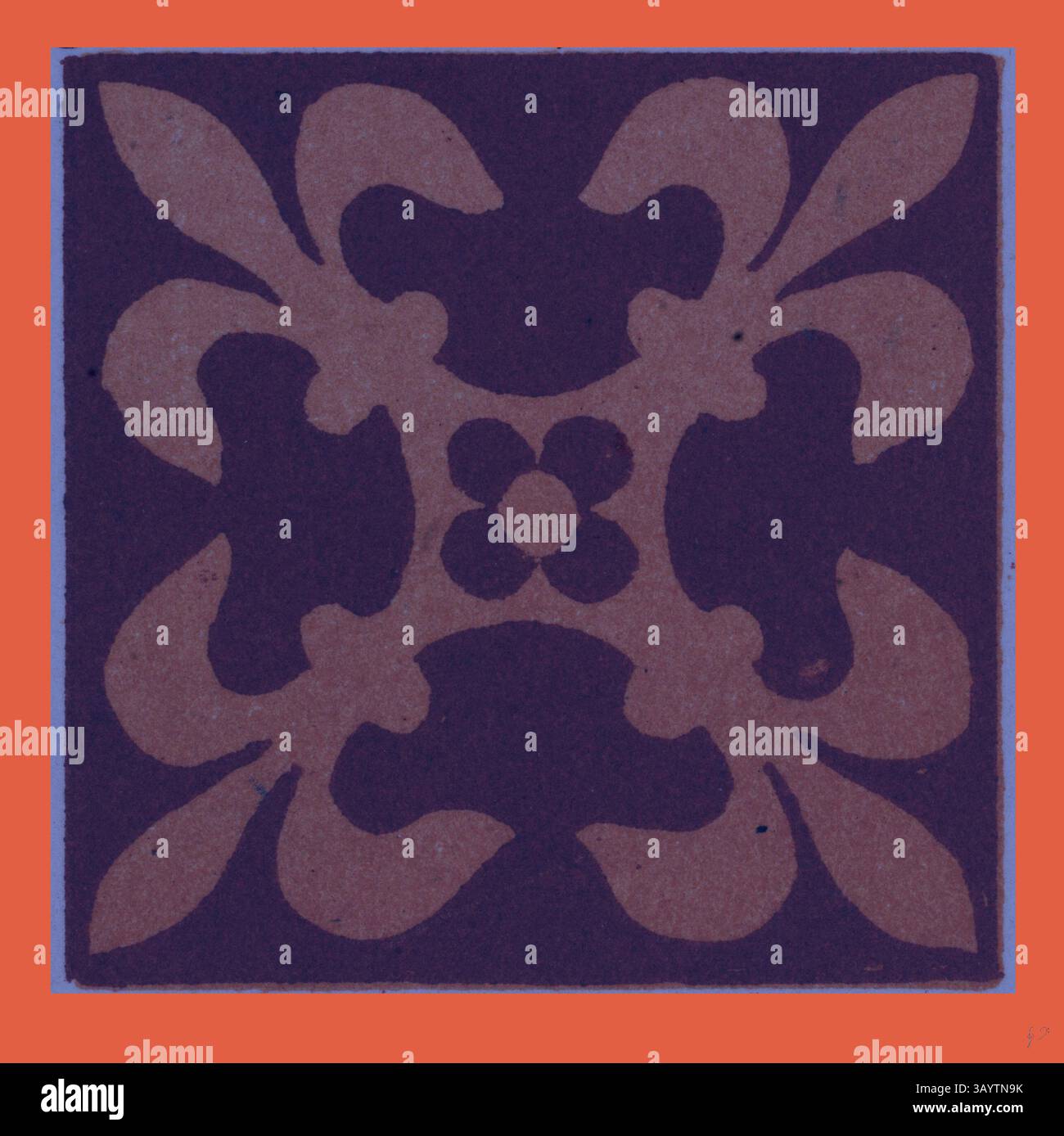 Un design symétrique aux motifs floraux complexes, avec des formes audacieuses créant un contraste saisissant sur un fond éclatant. Mediæval ornez l'art classique avec une touche moderne réinventée par Artotop Banque D'Images