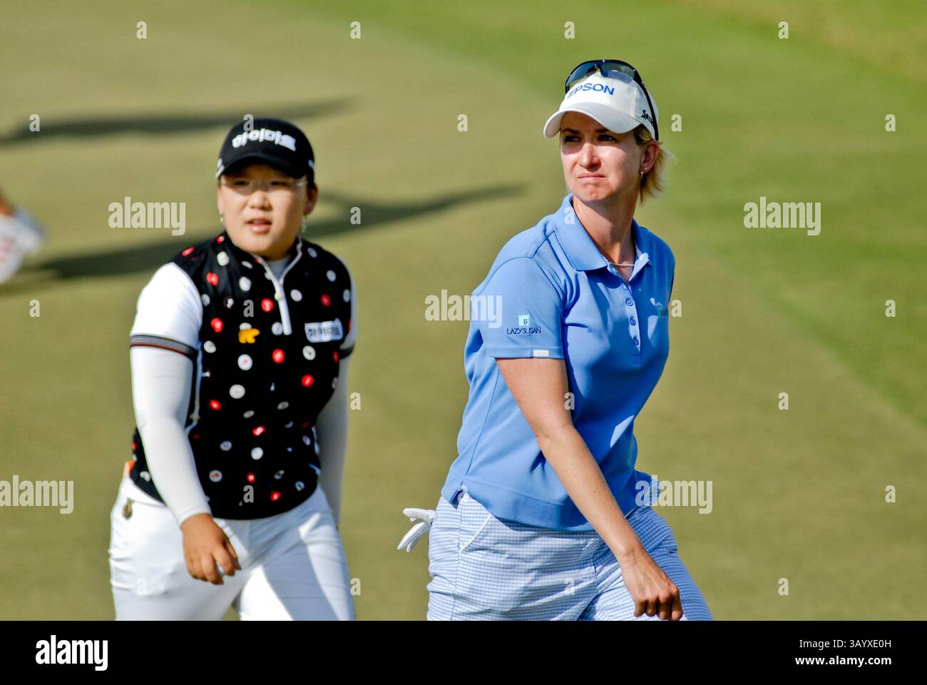 Novembre 23,2008 Ji-Yai Shin 1er et Karrie Web 2e au Championnat LPGA ADT au Trump International Golf Club à West Palm Beach, FL. (Crédit image : © Lou Novick/Cal Sport Media) Banque D'Images