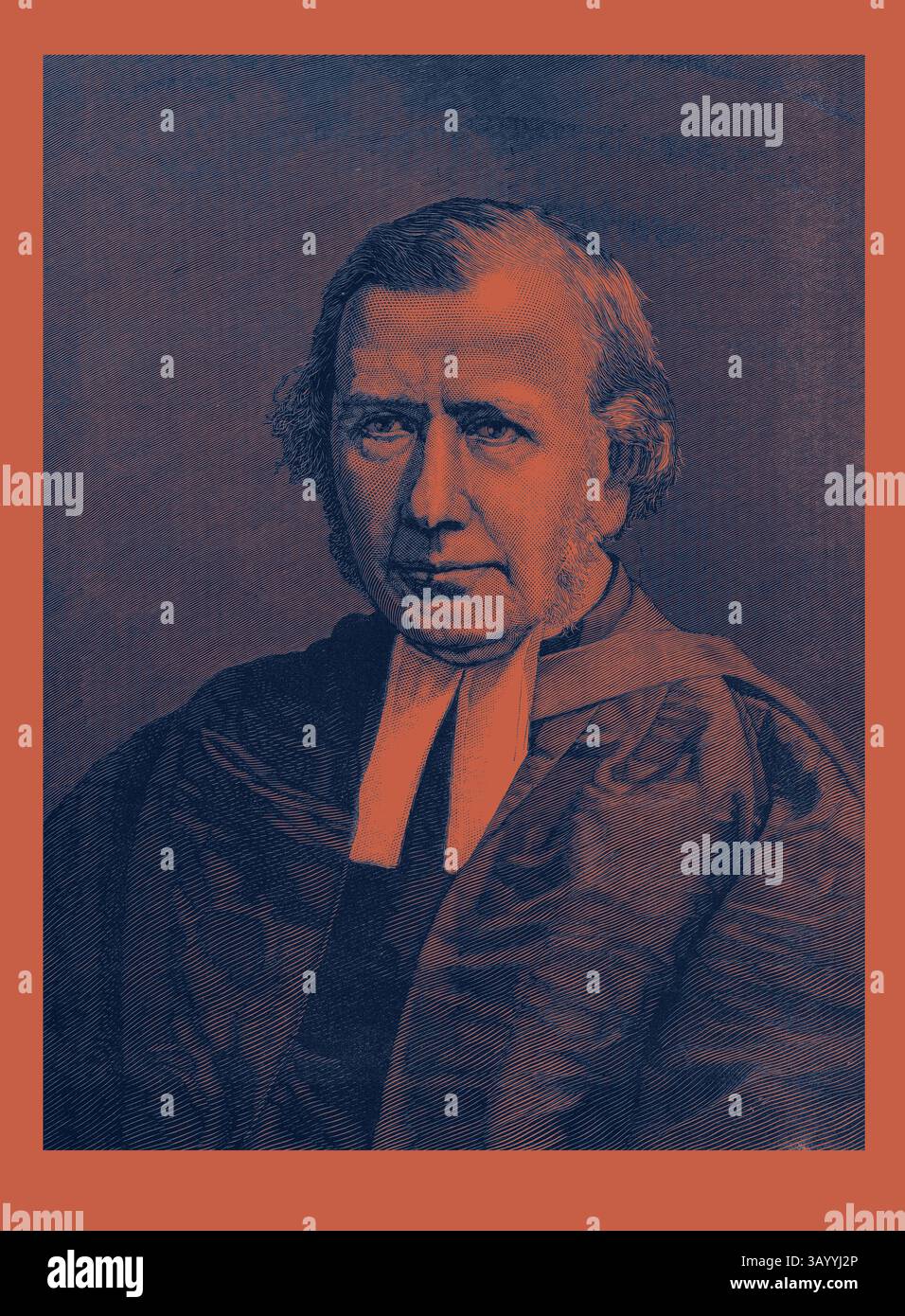 Un homme en tenue formelle avec une expression solennelle, portant un long manteau et un vêtement à col, regarde sur le côté, suggérant un sentiment de sagesse et d'autorité. Le très Rev. C.J. Vaughan D.D. Maître du Temple le nouveau doyen de Llandaff 1879 Art classique avec une touche moderne réinventée par Artotop Banque D'Images