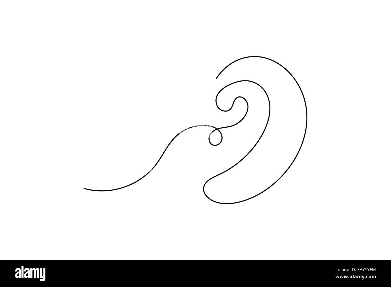 Conception minimaliste de vecteur de contour d'art d'une ligne continue d'oreille humaine Illustration de Vecteur