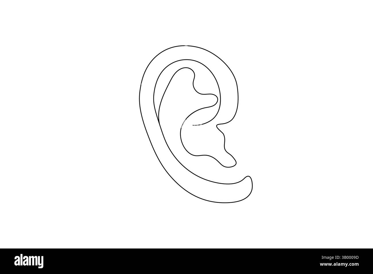 Conception minimaliste de vecteur de contour d'art d'une ligne continue d'oreille humaine Illustration de Vecteur