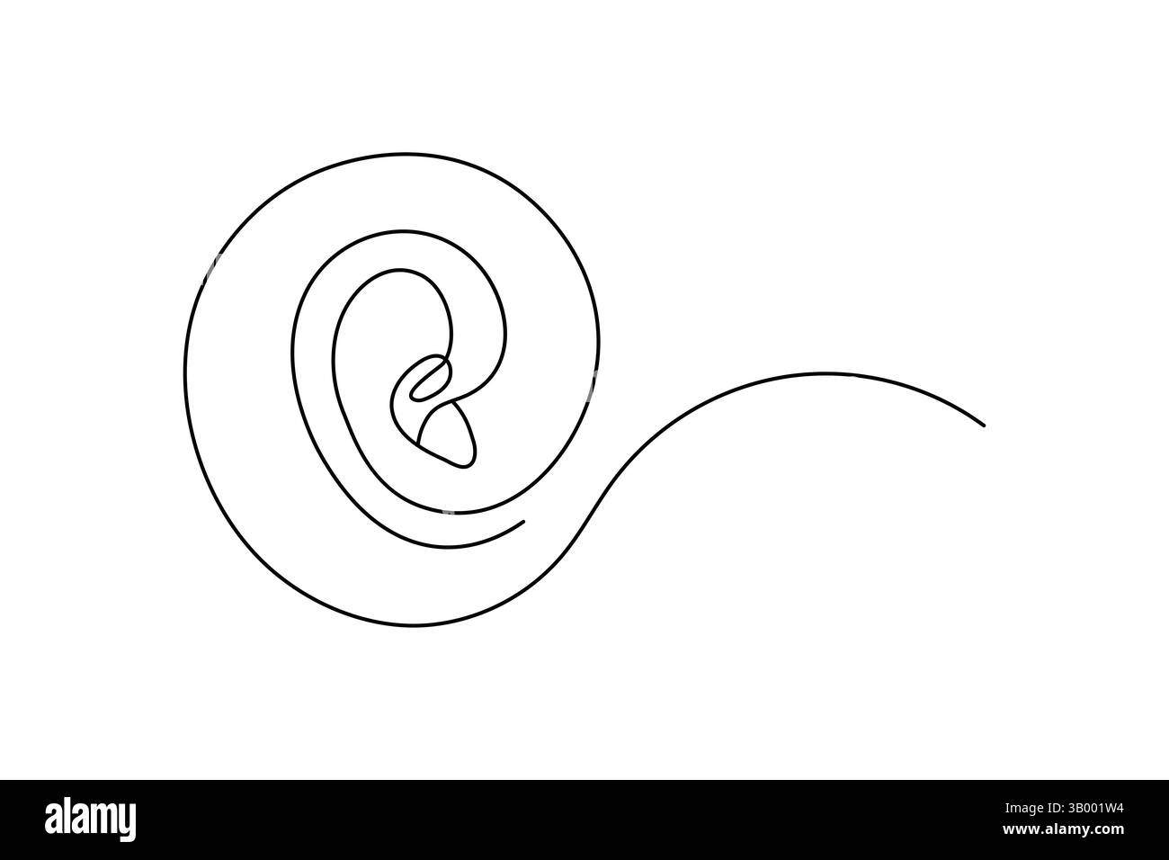 Conception minimaliste de vecteur de contour d'art d'une ligne continue d'oreille humaine Illustration de Vecteur