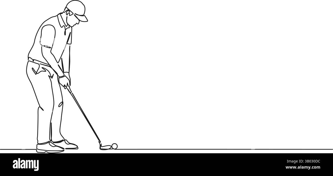 dessin continu d'un joueur de golf, illustration vectorielle d'art au trait Illustration de Vecteur