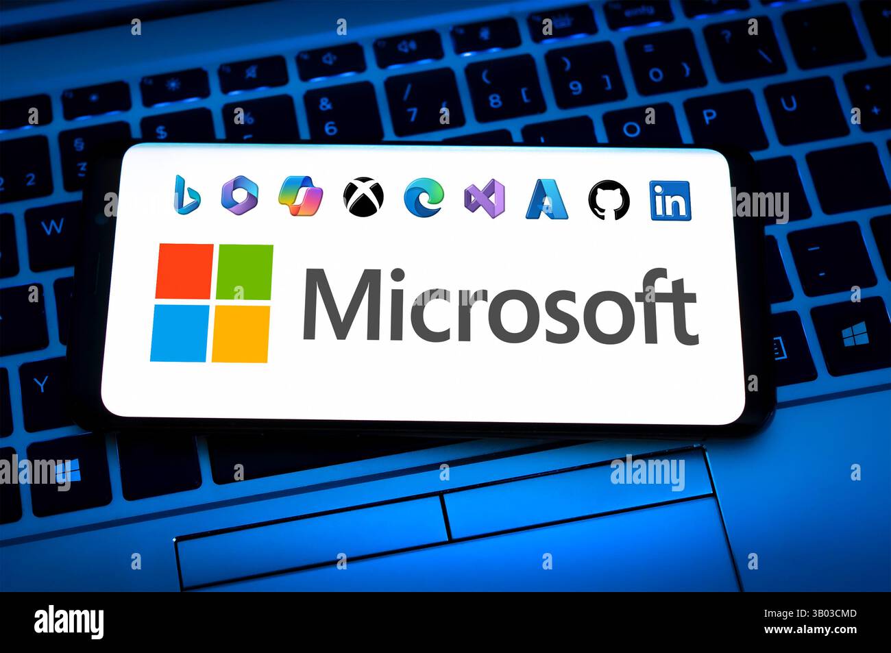 Logo de la société Microsoft - grande entreprise de technologie Banque D'Images