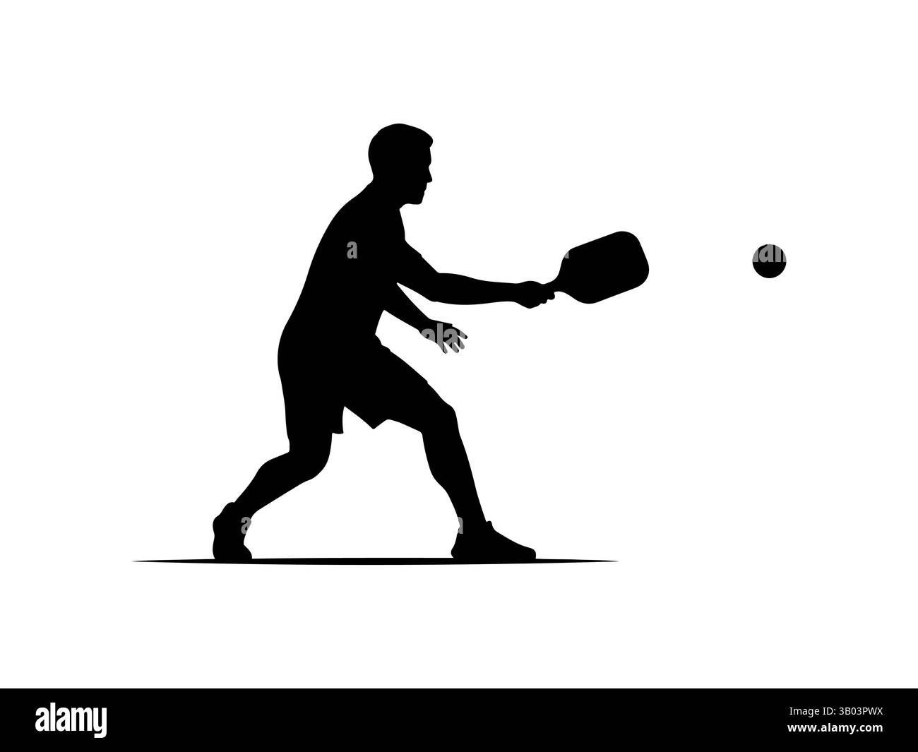 Conception d'illustration plate vectorielle de silhouette de joueur de pickleball masculin. Illustration de Vecteur