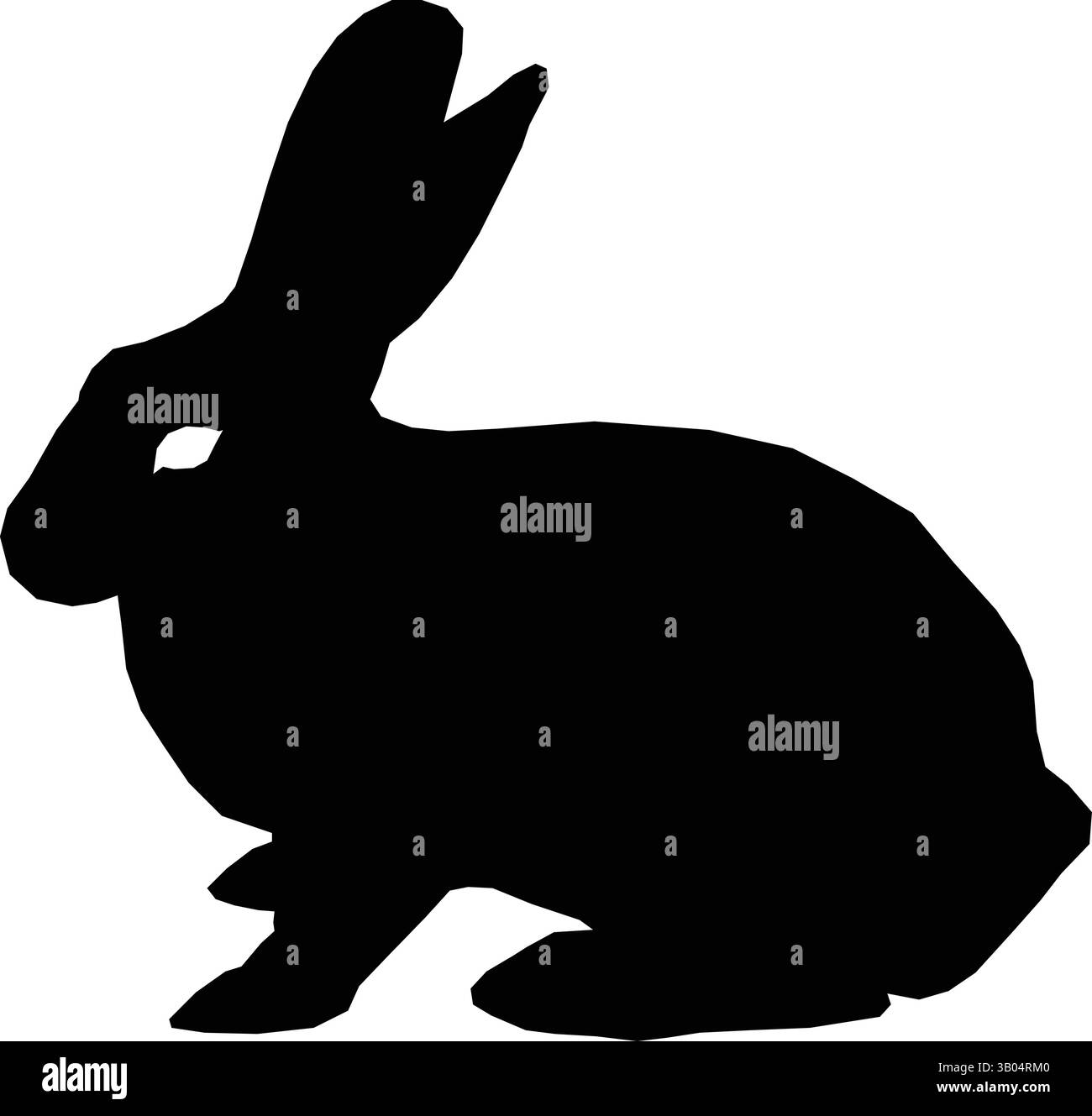 Silhouette d'un lapin assis avec des oreilles droites Illustration de Vecteur