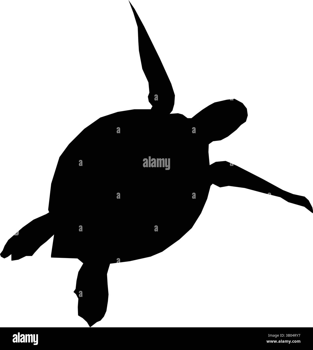 Silhouette d'une tortue avec palmes tendues Illustration de Vecteur