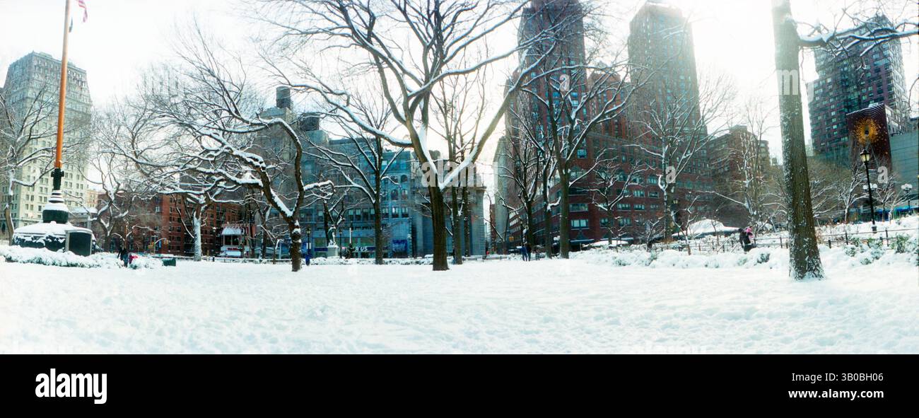 Parc panoramique enneigé, Union Square, Manhattan, New York City, État de New York, ÉTATS-UNIS Banque D'Images