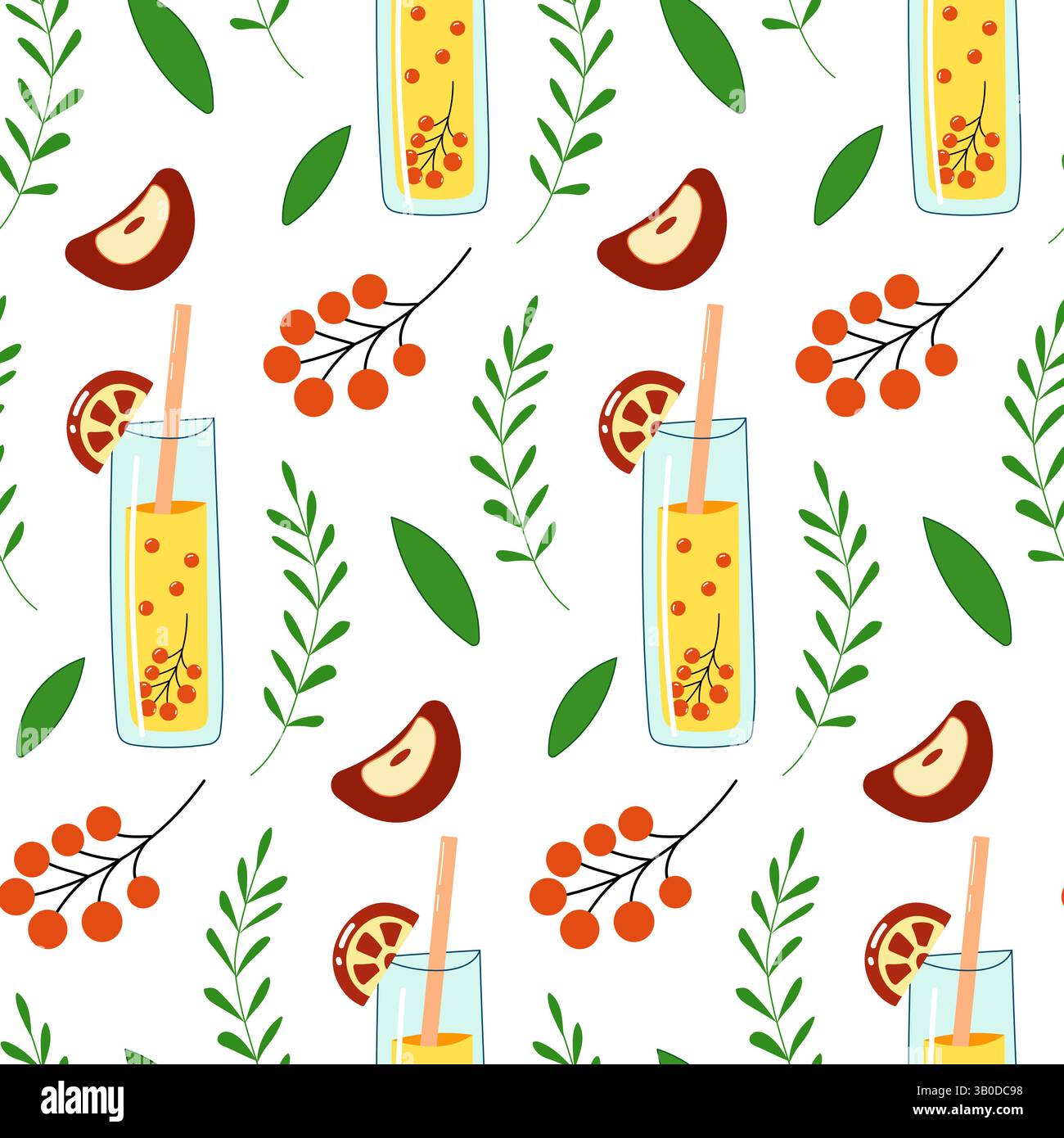 Modèle sans couture avec limonade et baies Illustration de Vecteur