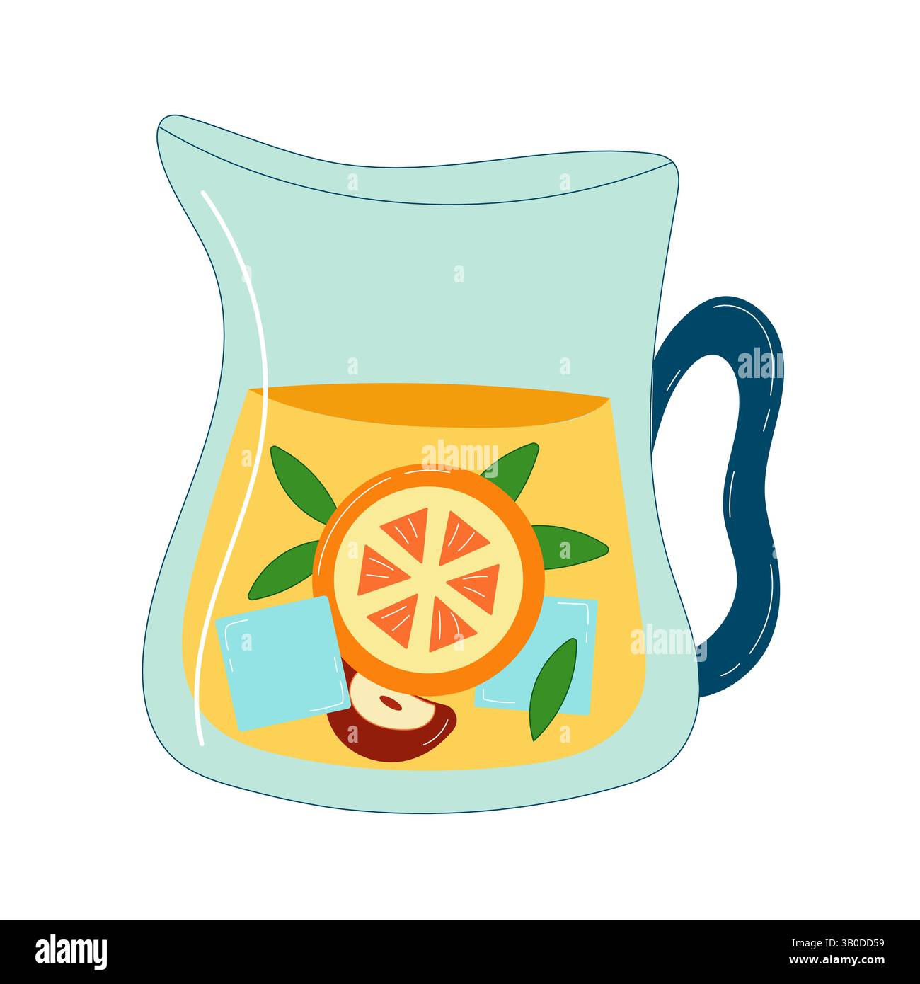 Pot avec limonade, glace et baies. Pot en verre Illustration de Vecteur