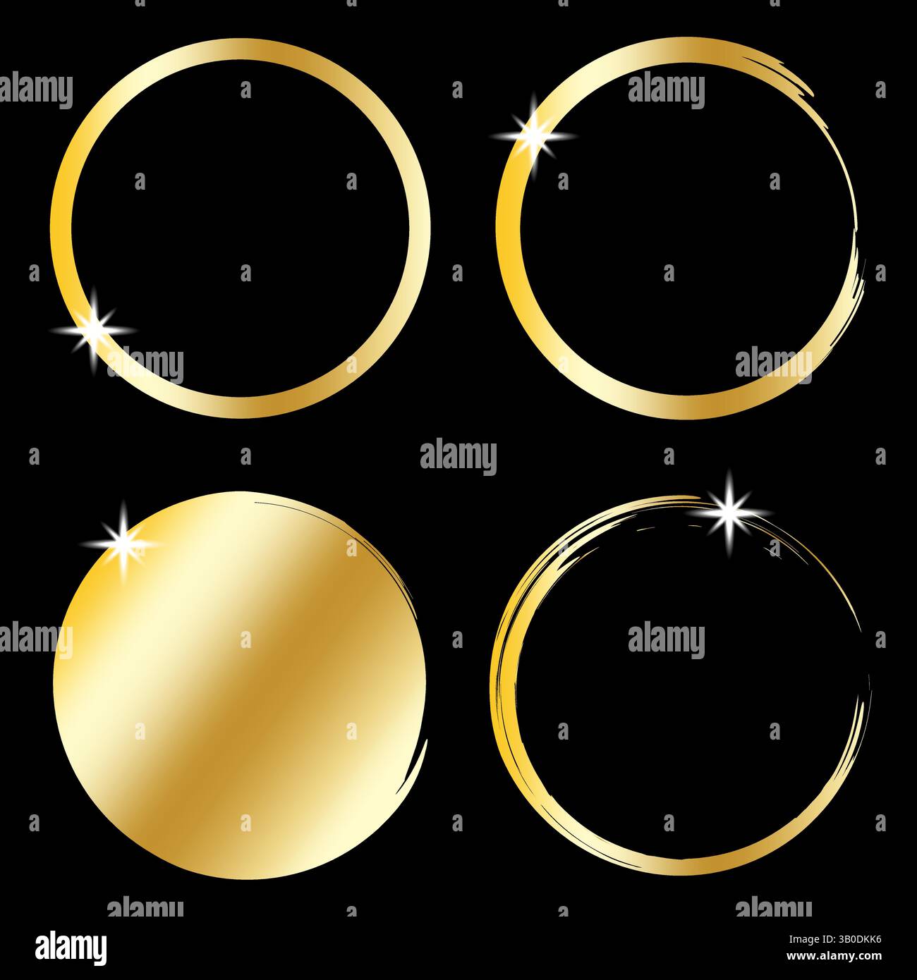 Cercle doré scintillant. Bague dorée brillante. Ensemble de cadres de luxe. Mise en surbrillance arrondie vectorielle. Illustration de Vecteur
