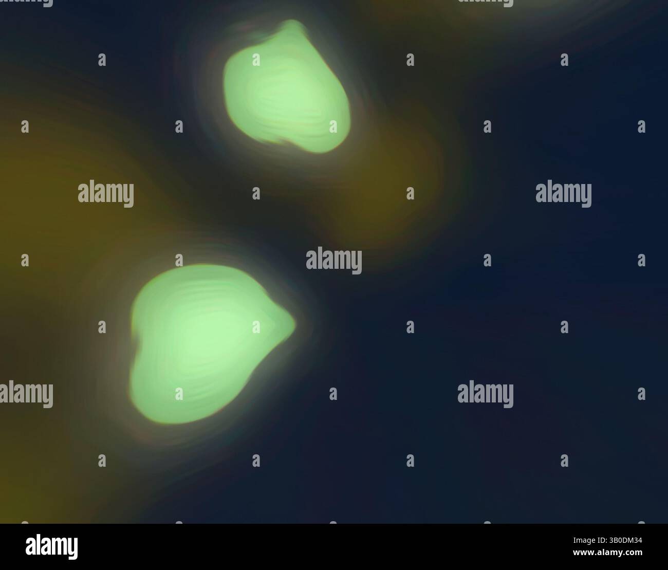 Les orbes doux et brillants flottent doucement sur un fond sombre, créant une atmosphère mystérieuse et éthérée. Les formes lumineuses semblent pulser avec la lumière, attirant le spectateur dans leur présence tranquille., Une sphère mystérieuse et brumeuse affiche des formes irrégulières de verts et de bruns sourds sur un fond sombre, évoquant un sentiment de profondeur et d'intrigue. Art classique avec une touche moderne réinventé par Artotop, tissus français transformés, première moitié du XIXe siècle, art classique avec une touche moderne réinventé par Artotop Banque D'Images