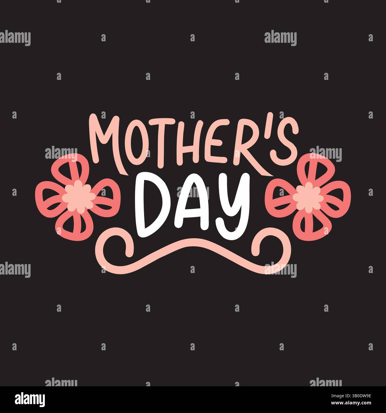 Art vectoriel floral noir de fête des mères Illustration de Vecteur