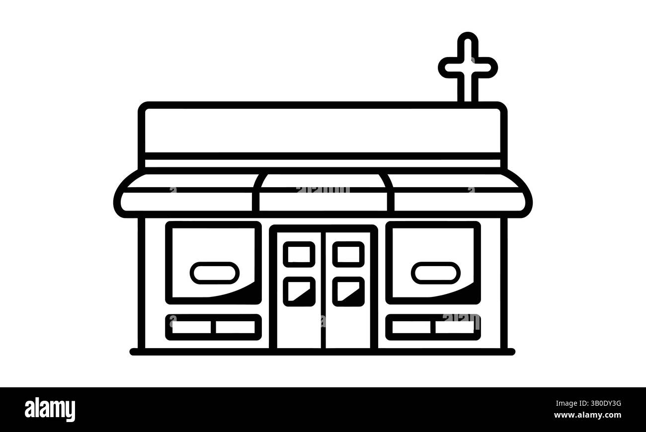 contour de magasin de pharmacie, silhouette, vecteur, illustration, isolé sur fond blanc Illustration de Vecteur