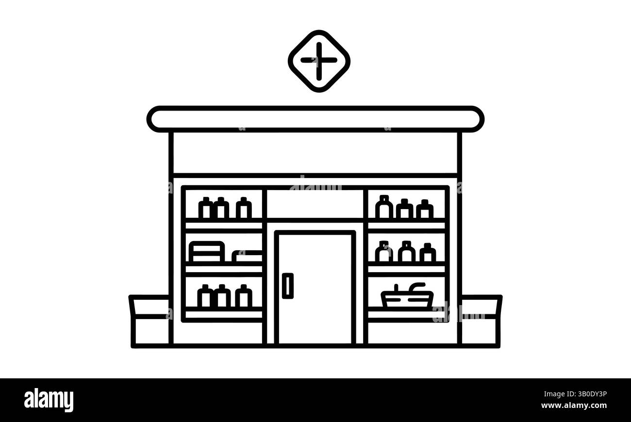 contour de magasin de pharmacie, silhouette, vecteur, illustration, isolé sur fond blanc Illustration de Vecteur