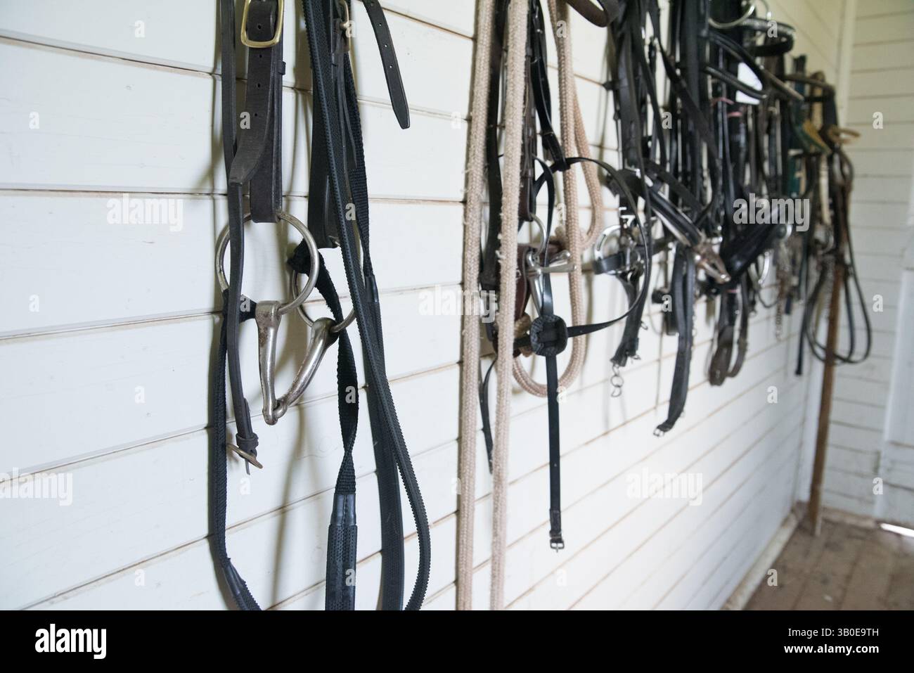 Harnais de cheval suspendu dans une grange Banque de photographies et d'images à haute résolution - Alamy