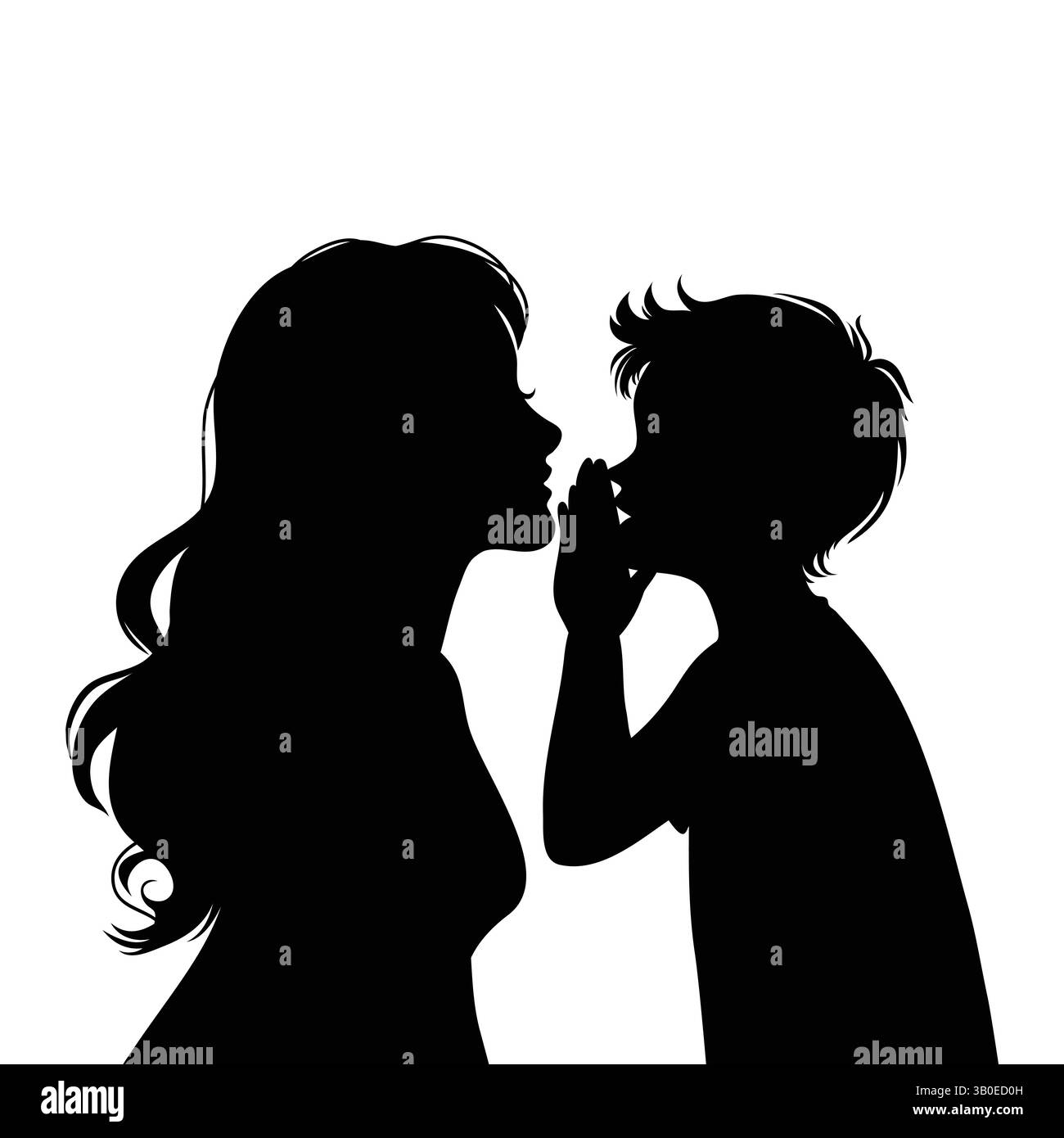 Silhouette sifflante de mère et enfant, célébration de la fête des mères Illustration de Vecteur