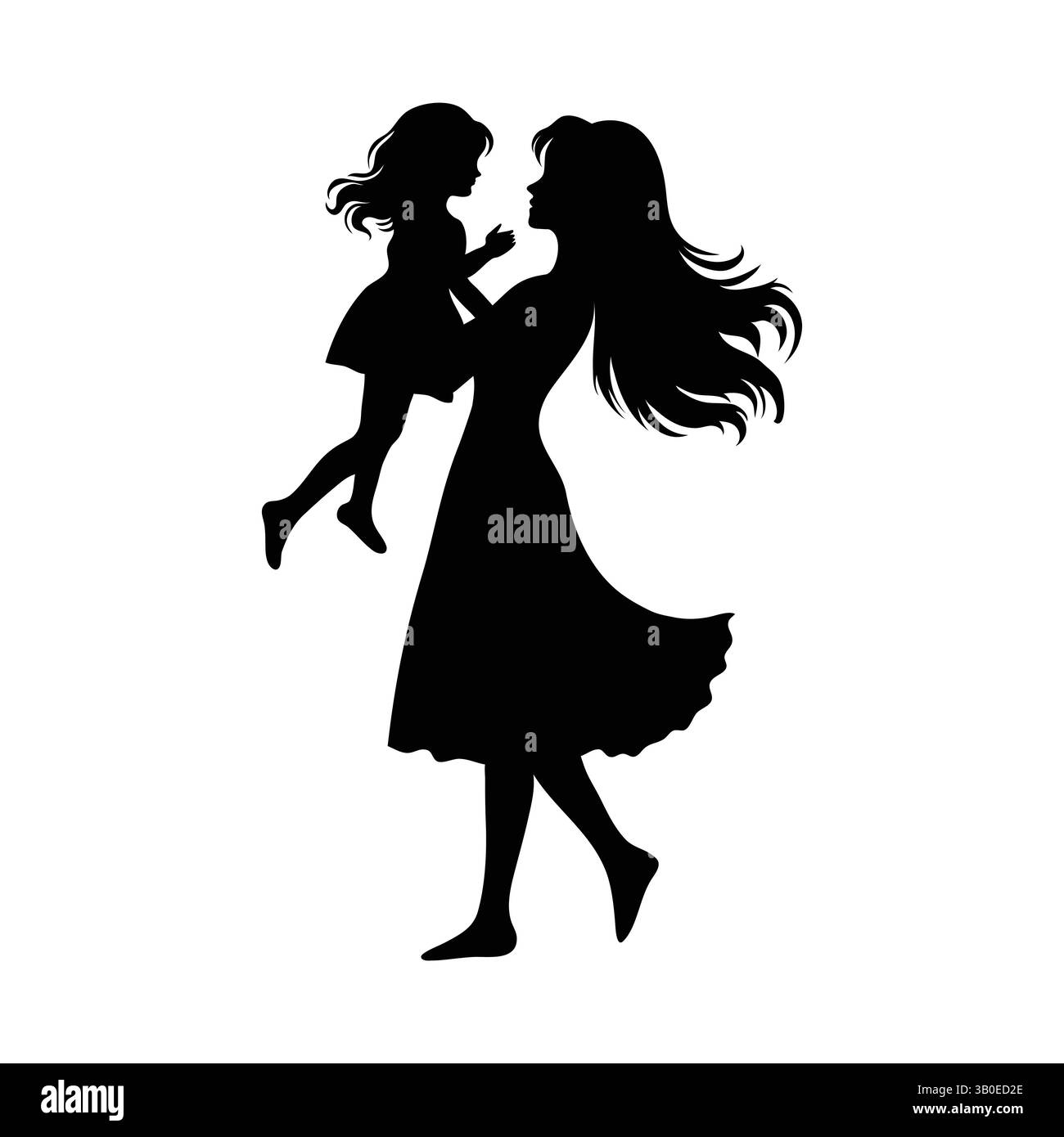 Mère et fille Silhouette : moment édifiant Illustration de Vecteur
