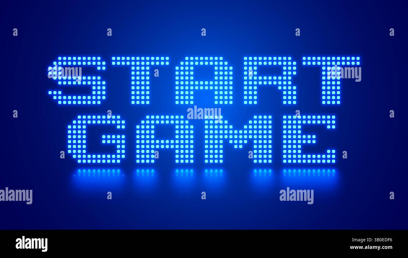 Conception du message de début de jeu. Pixel offrant un jeu de 8 bits. Jeu rétro pour actifs de jeu d'ordinateur vectoriel. Jeux d'arcade rétro. Bannière Web avec design néon ph Illustration de Vecteur