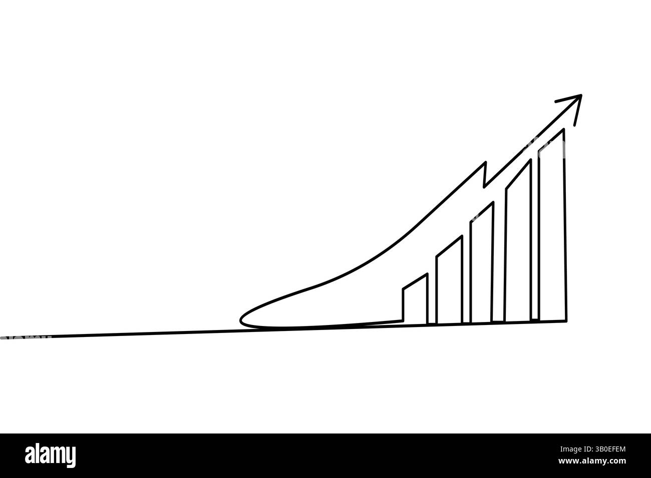Graphique à barres de croissance de l'entreprise dessin continu d'une ligne et isoler l'icône d'entreprise de contour Illustration de Vecteur