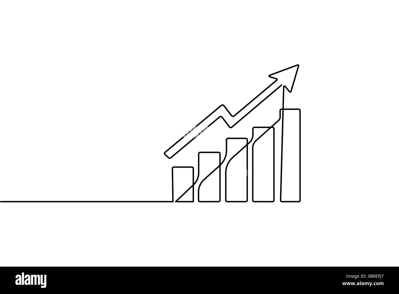 Graphique à barres de croissance de l'entreprise dessin continu d'une ligne et isoler l'icône d'entreprise de contour Illustration de Vecteur